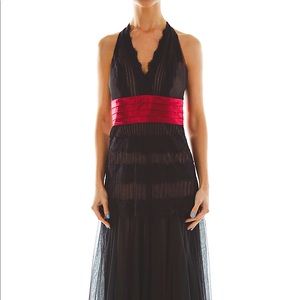 BCBG Black Halter Tulle & Lace Gown Sz 4